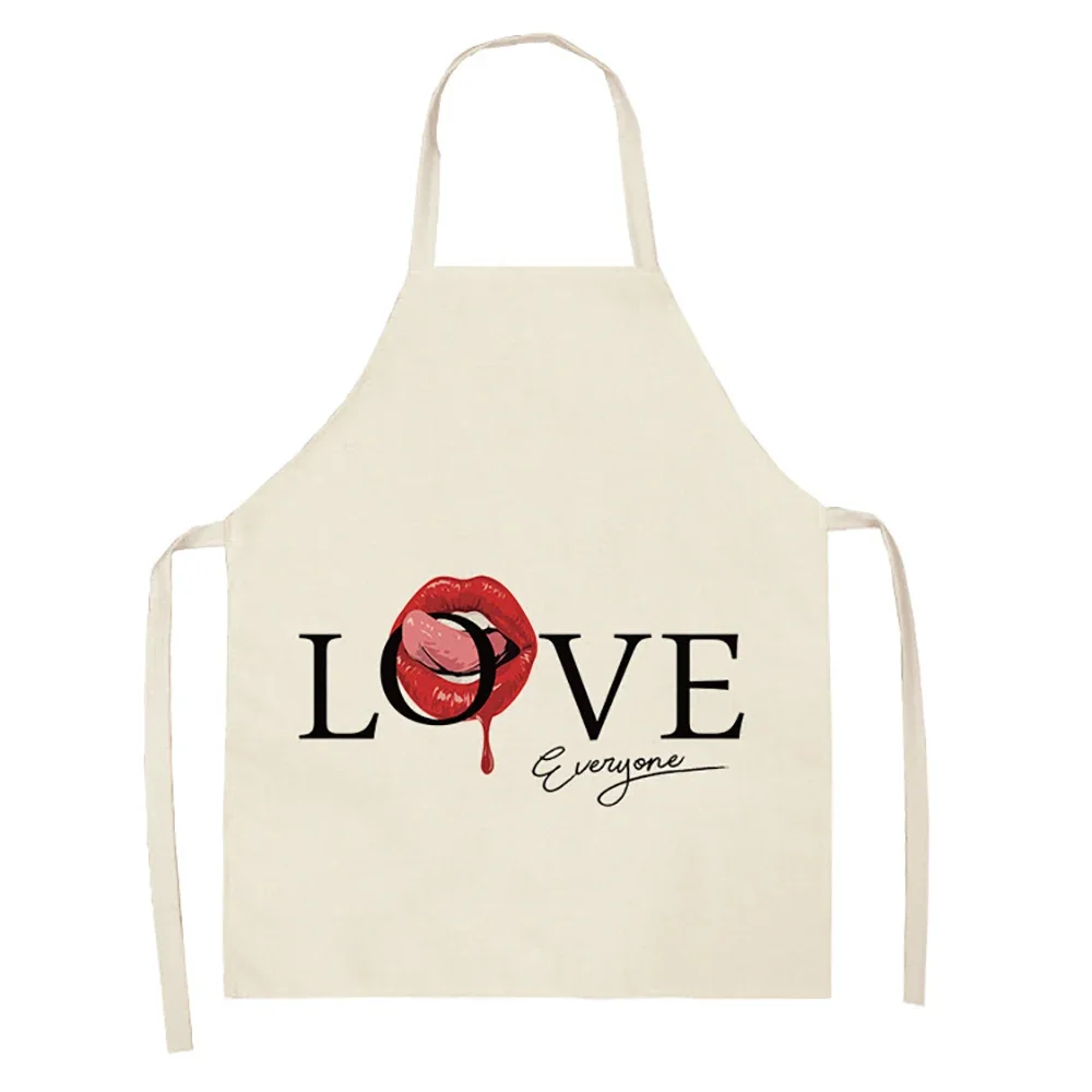 Kitchen nail lipstick 55*68cm cotton linen bib household cleaning women\'s home cooking outing delantal Delantal antiincrustante