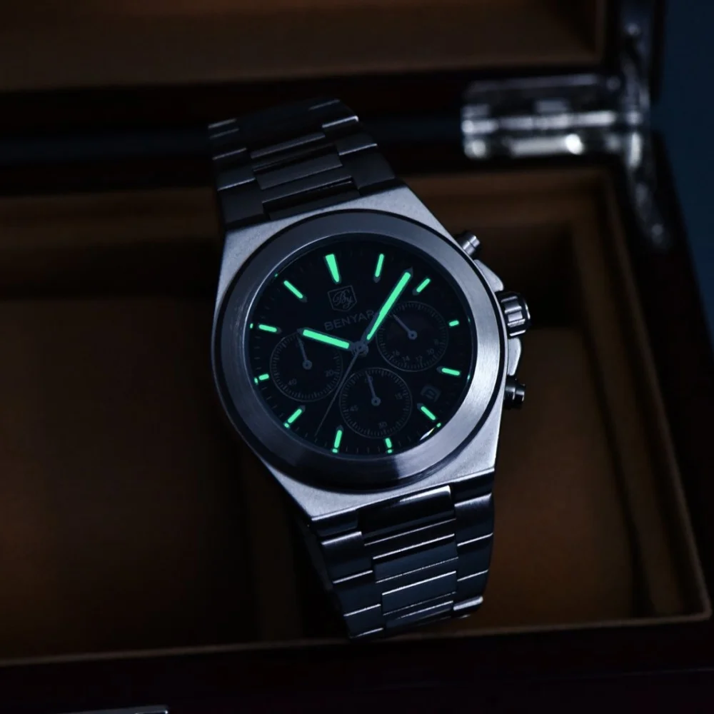 BENYAR جديد العسل الهاتفي ساعة رجالي 30 متر مقاوم للماء الفولاذ المقاوم للصدأ مضيئة ساعة كوارتز فاخرة ساعة كرونوغراف reloj hombre