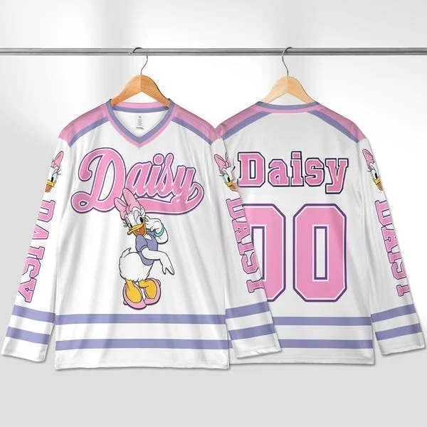 

25/26 весенне-осенняя бейсбольная куртка из фильмов Диснея Goofy Daisy, футболка большого размера с длинными рукавами для взрослых и детей