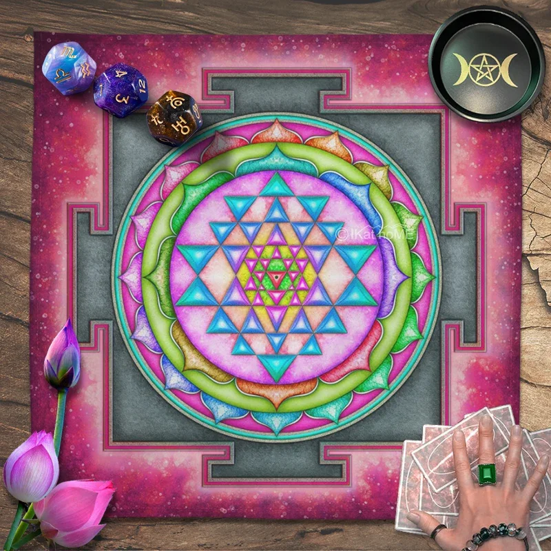 7 Colors Sri Yantra Mandala Tarot Tablecloth Altar Cloth Yoga Room Wall Decor Tapestry Hanging Astrology Divination Card Pads