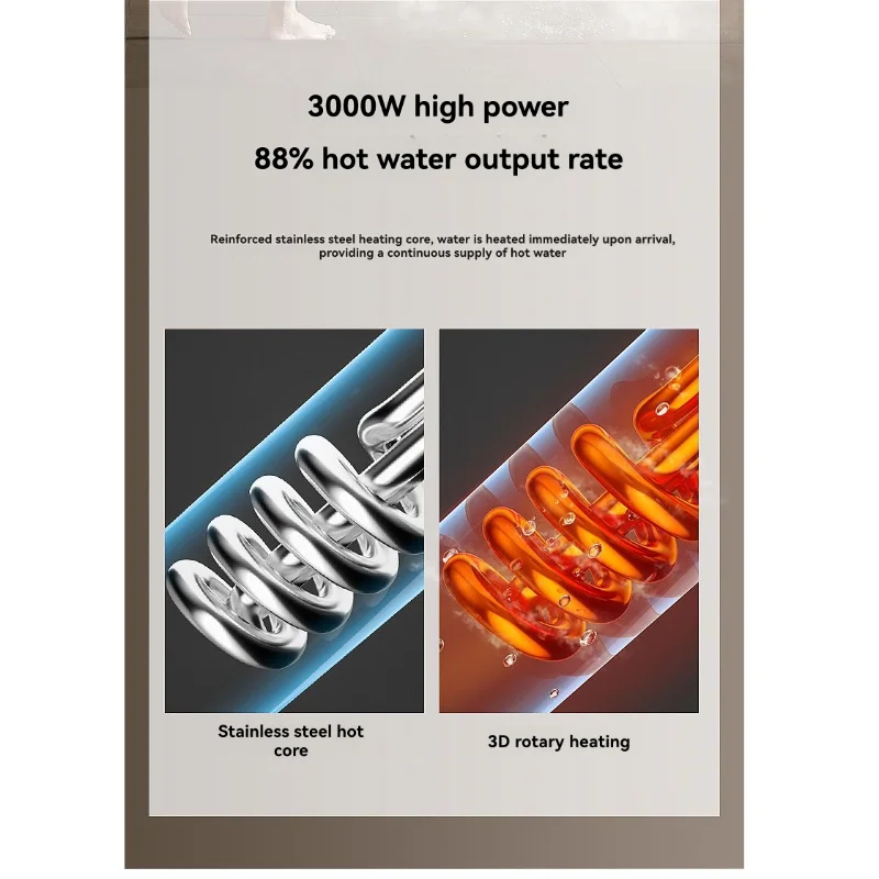 Aquecedor de água elétrico de temperatura ajustável A24P 3500W, mini aquecedor de chuveiro sem tanque instantâneo com plugue do Reino Unido