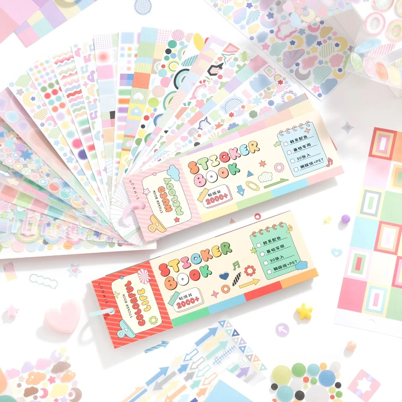 Color Card Basic Sticker Book Versatile Matching Free Cutting Pet Sticker Hand Account DIY Gu Card Decorative Material Paper