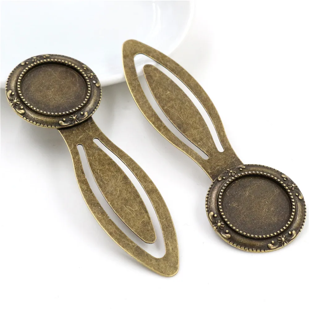 New Fashion 2pcs 18mm Inner Size Antique Bronze Vintage Style Handmade Bookmark Cabochon Base  Cameo Setting