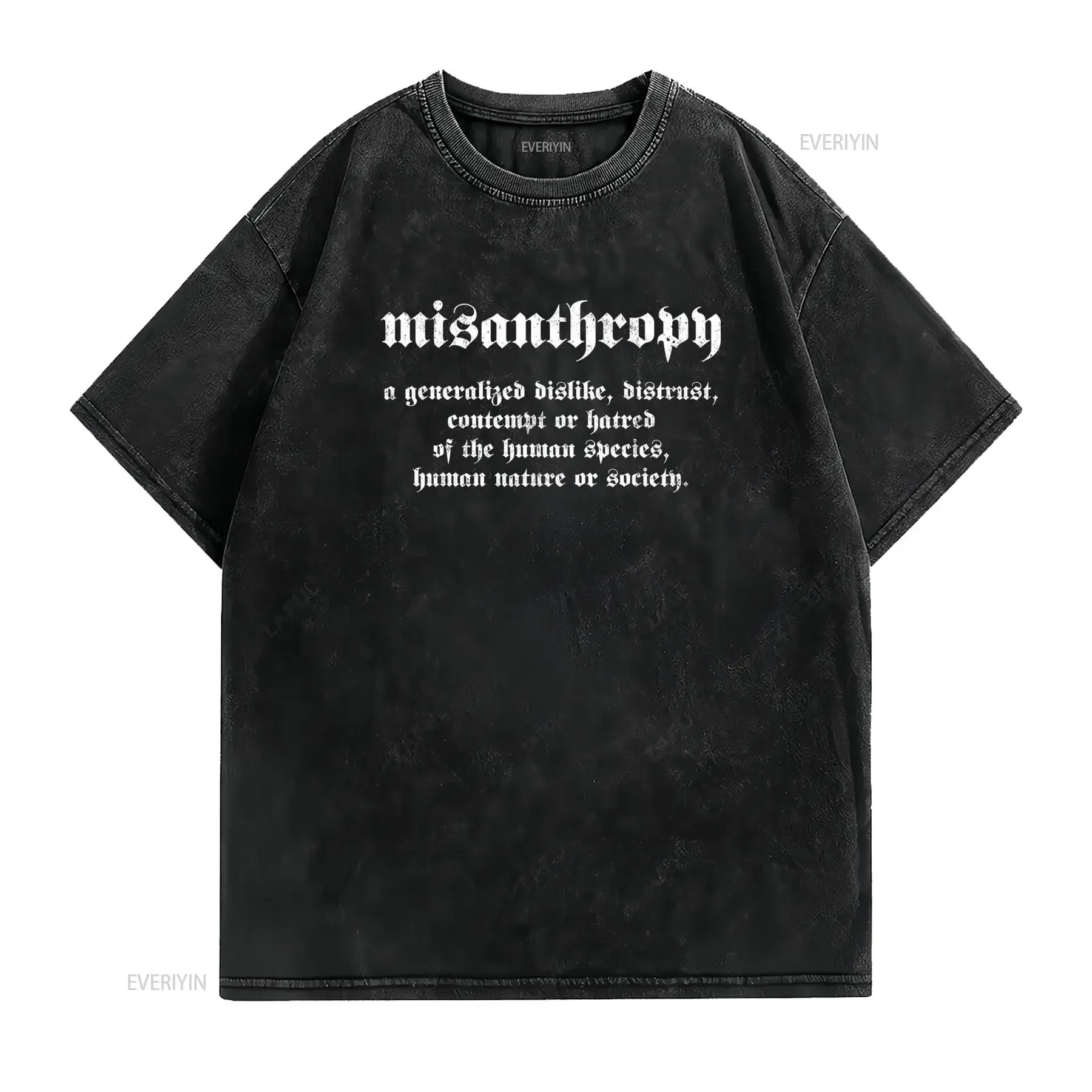 Herrarnas Gotiska Bokstäver Misantropi Nihilism Filosofi T shirt Citat från Friedrich Nietzsche och Arthur Schopenhauer Soft