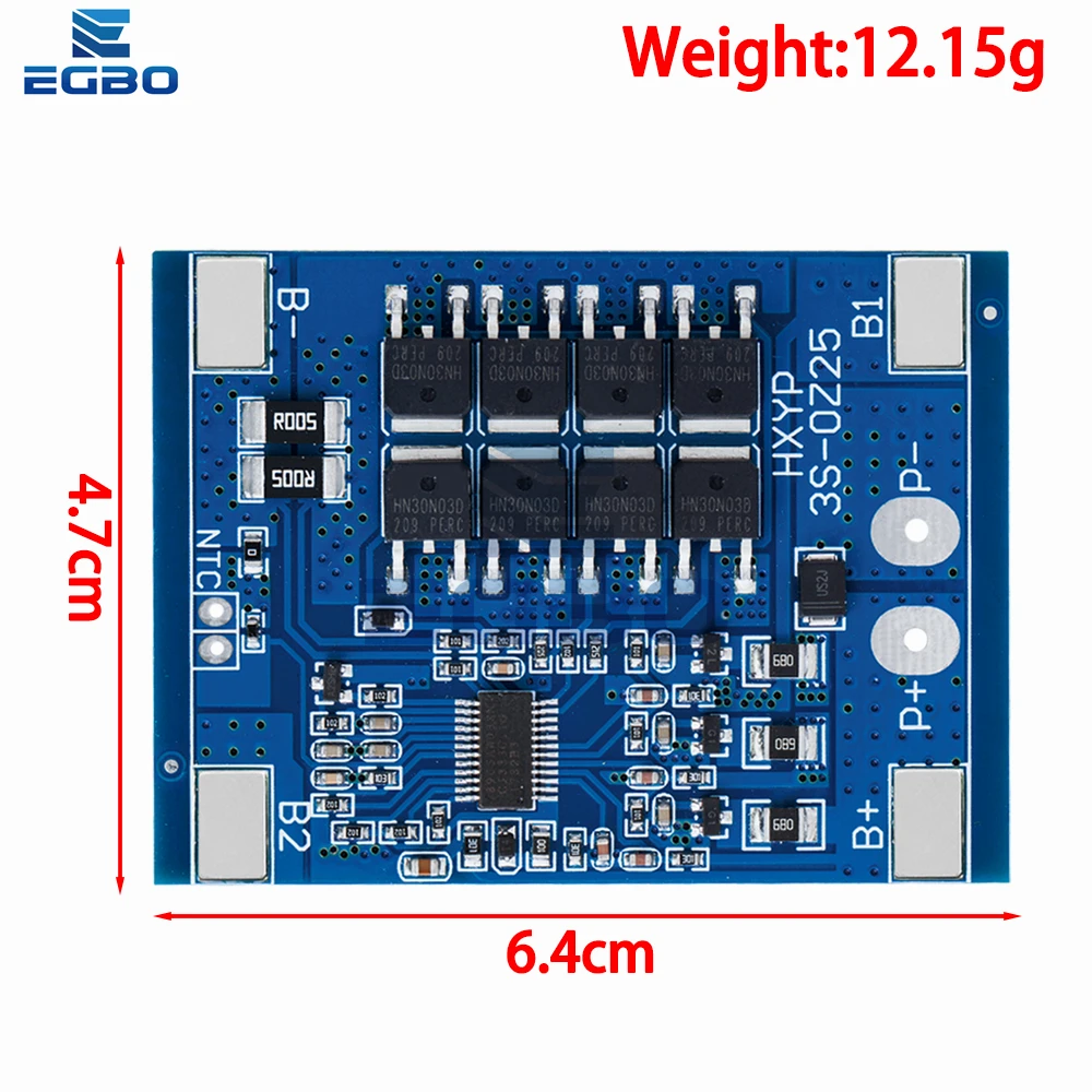 3S 12V 15A / 20A BMS 18650 Lithium Battery Protection Board 11.1V 12.6V Anti-overcharge With Balance And Temperature Control