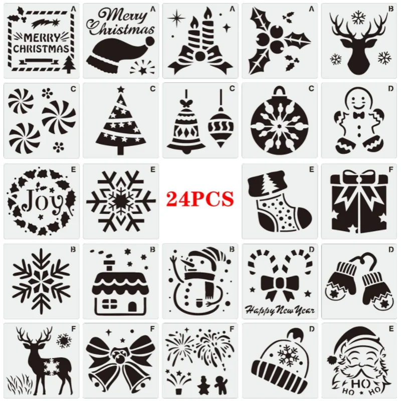 Christmas Model DIY Layering Stencils Painting Scrapbook Coloring Embossing Album Decorative Card Template Reusable 7.6x7.6cm