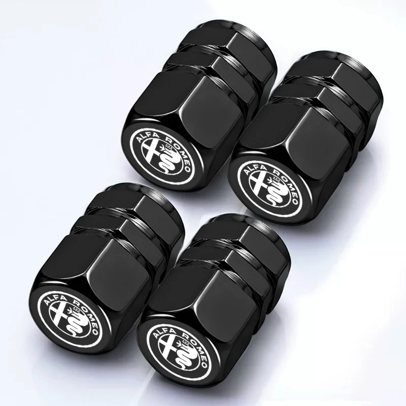 4 Peças de Tampas de Válvula de Ar para Roda de Carro, Acessórios Automotivos para Pneus, Compatíveis com Alfa Romeo Giulia, Stelvio, Junior, Giulietta, Mito, 4C Spider, GTV, Tonale