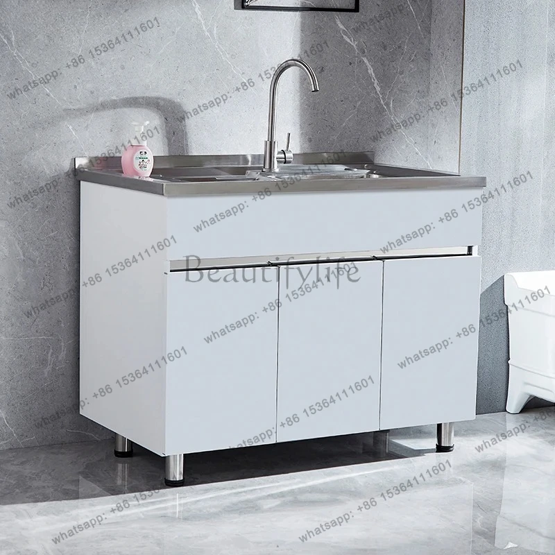 Laundry Cabinet Basin Sink Cabinet Laundry Pool with Rubbing Board Balcony Bathroom Cabinet Floor Type