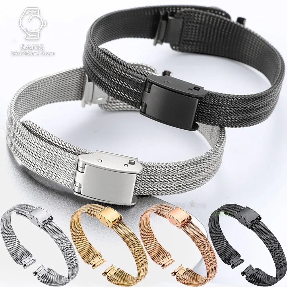 8mm 10mm Retro Butterfly Milan Mesh Stainless Steel Watch Band Women Smartwatch Bracelets Small Silm Watch Strap Sport Wristband