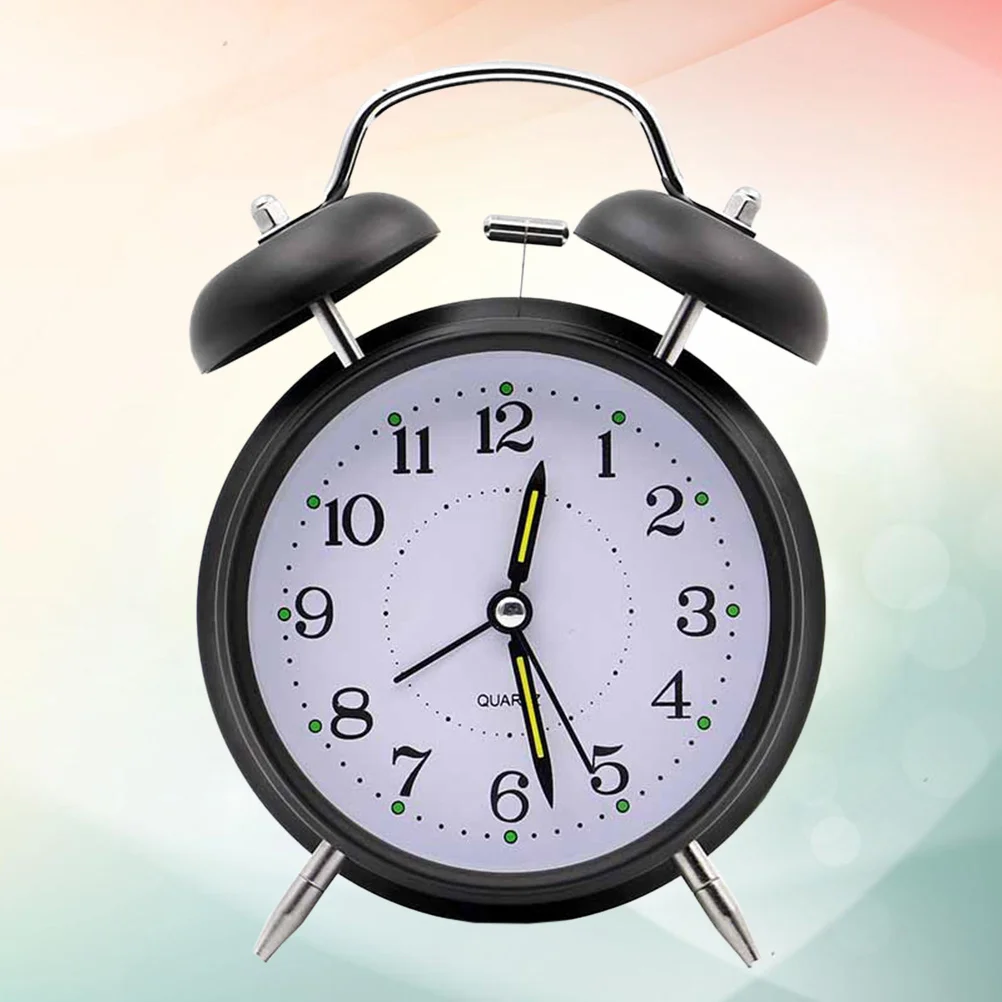 

High Quality Classic LED Light Bell Alarm Clock Lazy Bedside Desk Clock Christmas Gift for Students Black