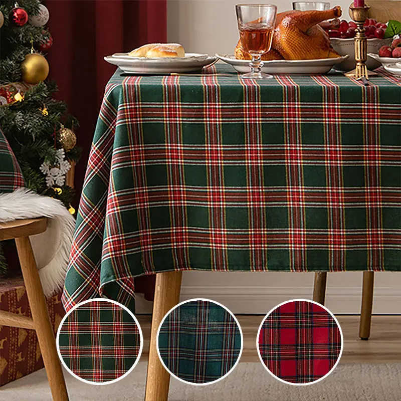Nappe à grille de ligne de Style noël, adaptée aux fêtes de vacances, réunions, décorations de Table, lavable et réutilisable