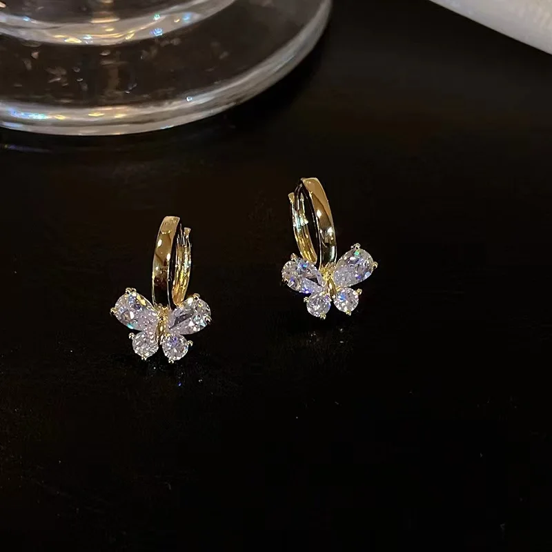 Women's Classic Butterfly Zircon Earrings, Elegant Gift