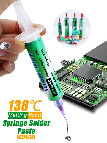 Lead-free Welding Paste Sn42bi58 SMD 138℃ Syringe No Clean Solder Paste Low Temperature For Iphone tail plug Repair Solder Paste