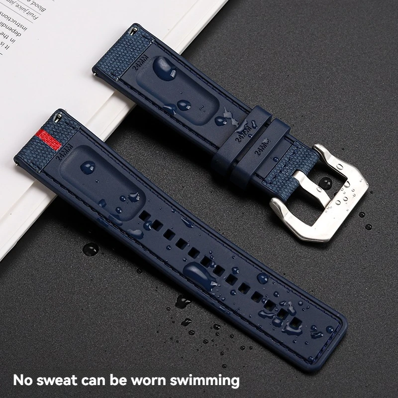 حزام مطاطي عالي الجودة لساعة بانيراي الغاطسة PAM 1391 PAM1565 Luna Rossa، Luminor 22mm24mm26mm للرجال مقاومة للماء