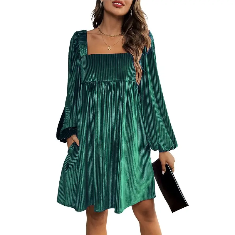 auau-abito-da-donna-in-velluto-a-maniche-lunghe-con-scollo-quadrato-e-vestibilita-ampia-mini-abito-babydoll