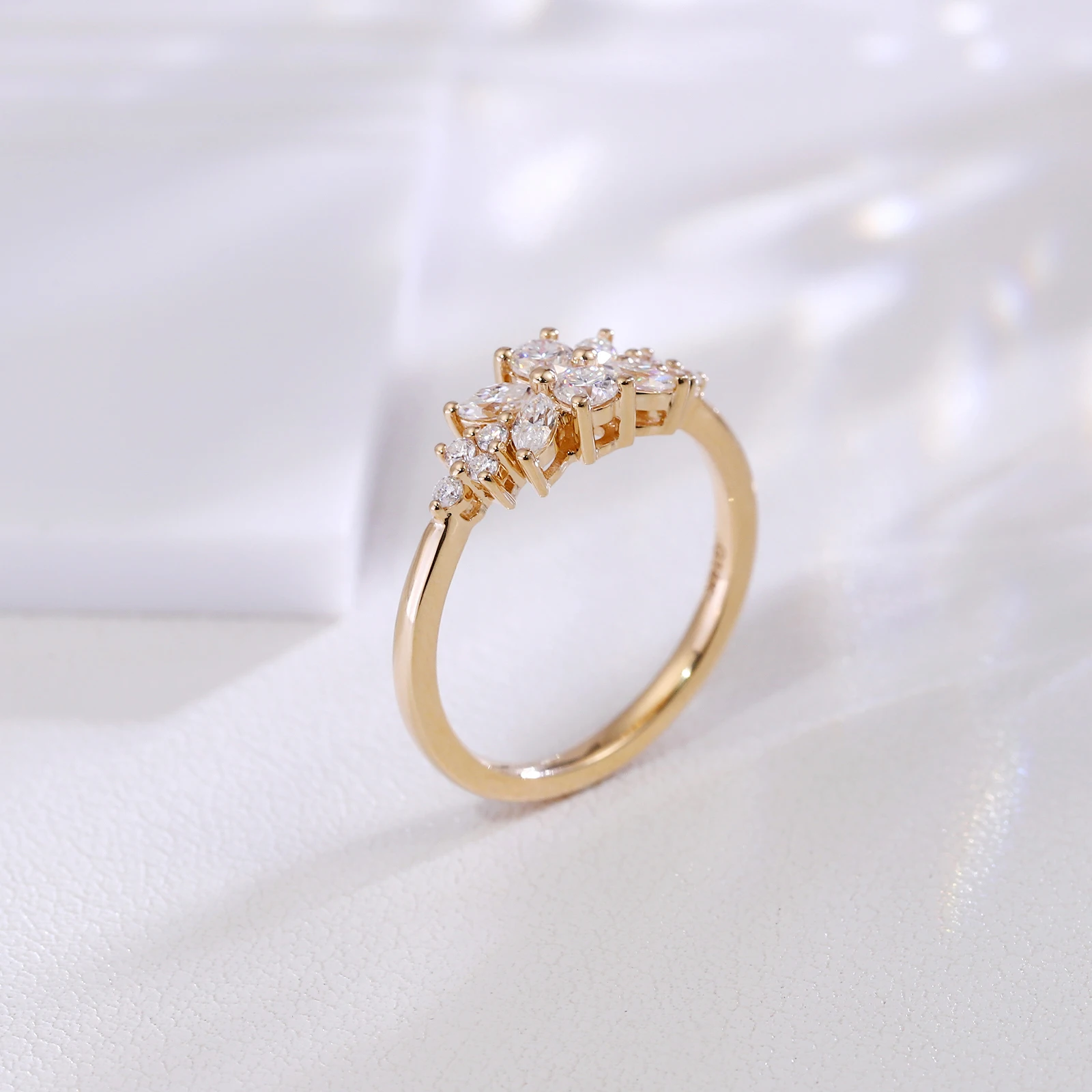 بروفانس خاتم الزواج الفاخر 10K الذهب الصلب DEF/VS مختبر الماس خاتم الخطوبة المجوهرات اليومية هدايا عيد الميلاد شخصية #3