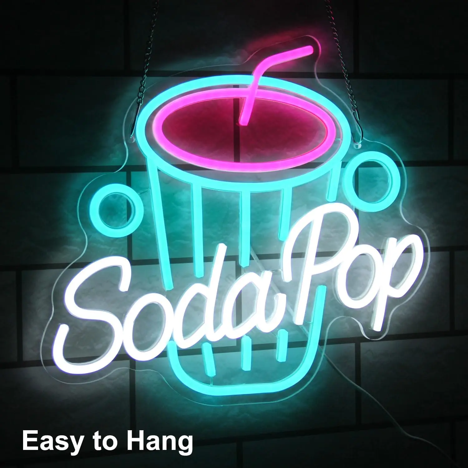 Soda Pop Neon Sign Drink Neon Light Dimmable Beverage Cup LED Sign Wall Business Sign Cocktail Restaurant Dessert Shop Bar Decor