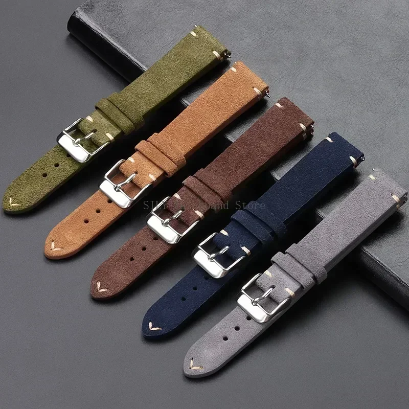 14mm 16mm 18mm 20mm 22mm Quick Release Soft Suede Strap Sport Wristband Brown Watch Bands Women&Men Calfskin Bracelets Accessory