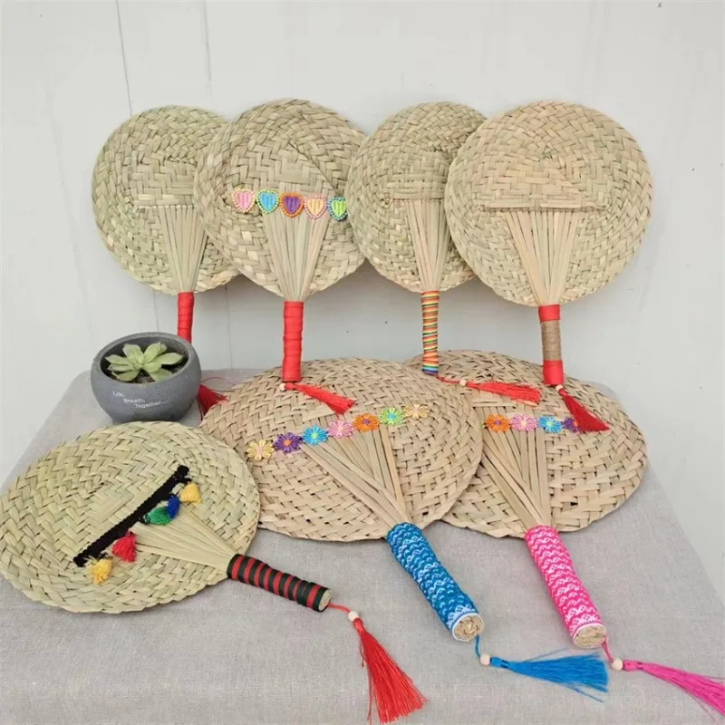 1PC Handmade Rattan Straw Fan for Living Room Bedroom Wall Hanging DIY Wedding Party Home Decor Accessories