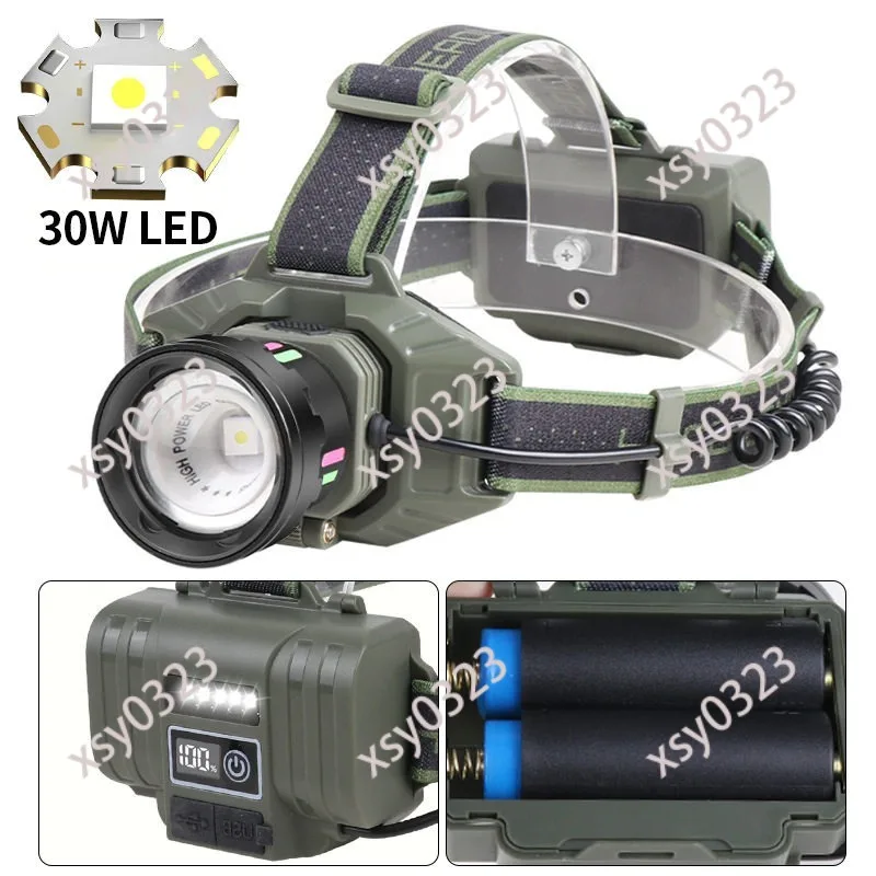 

30W COB Rechargeable Headlamp Outdoor Headlight for Fishing Running Camping