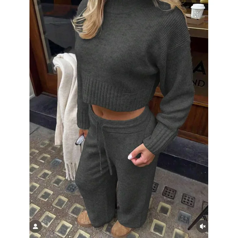 

Women's High Collar Sweater Set Fashionable Summer Outfit Female Customers Comfortable Breathable Material