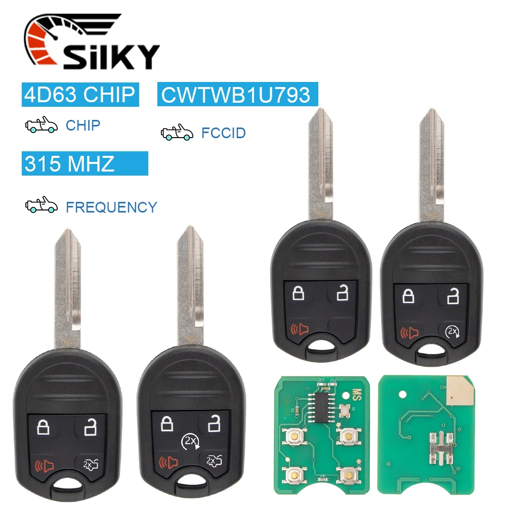 SilKY CWTWB1U793 Llave remota para coche 3/4/5 botones Fob 315-433MHz 4D63 Chip para 2012 2013 2014 2015 20162017   Ford Flex Explorador Toro