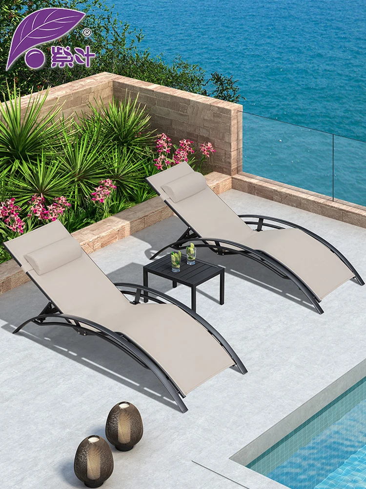 Beach chairs Outdoor balcony Courtyard Leisure pool Lounging