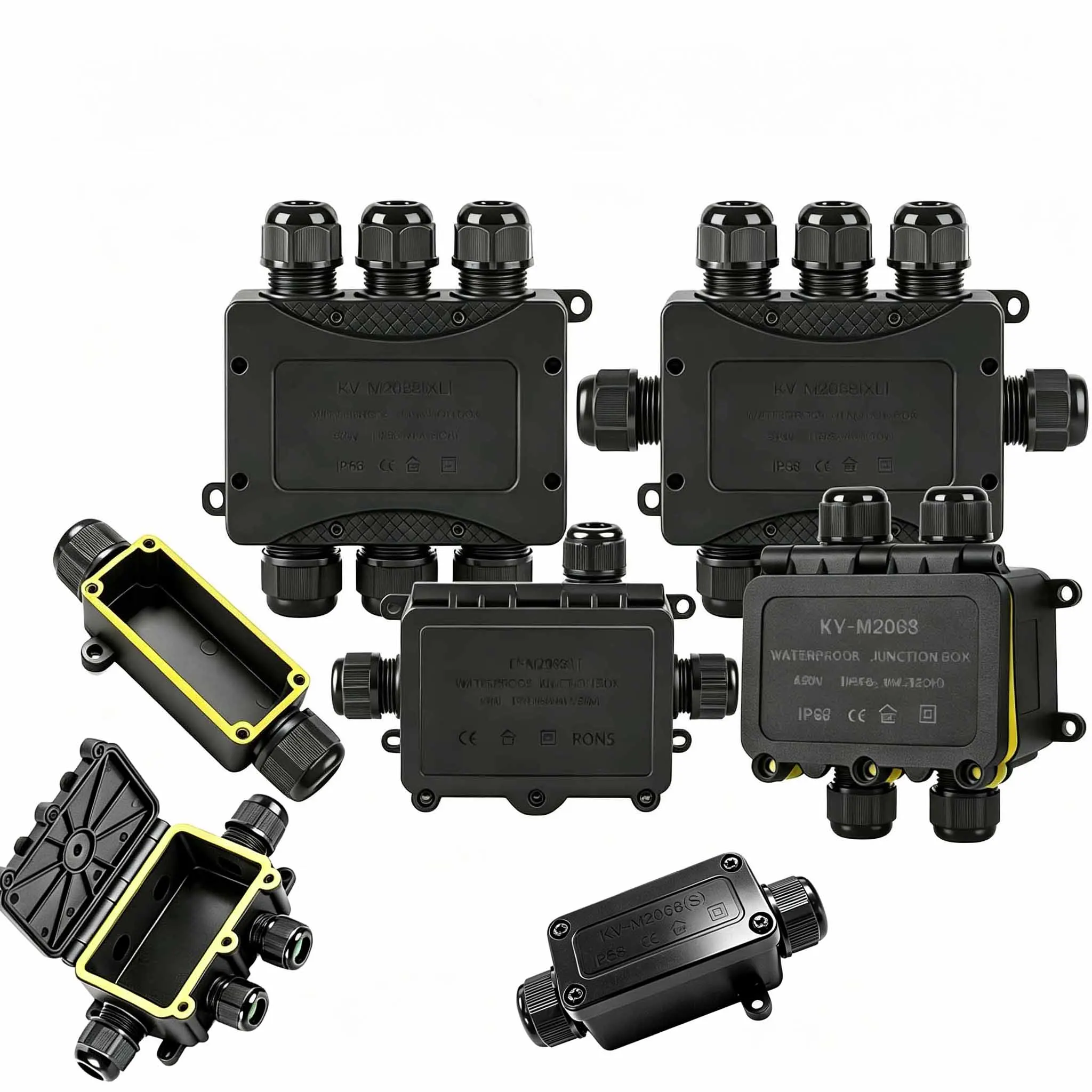 IP68 Waterproof Junction Box 2‑8 Way Outdoor Electrical Enclosure Cable Connector Wire Protection for Outdoor Wiring Accessories