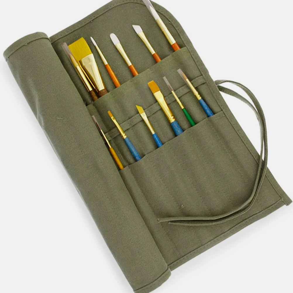 

1pcs Oil Paint Brush Storage Bag Canvas Portable Case Holder Watercolor Supplies Roll Up Tool Bag Pen Organizer Large Capacity
