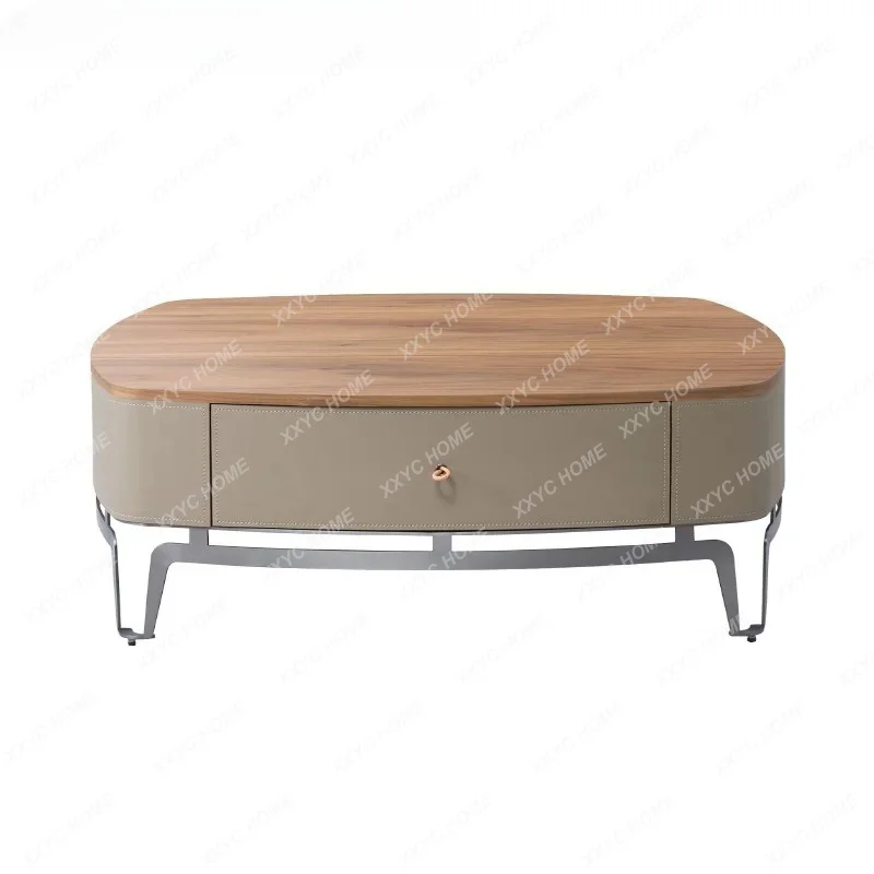 

ML Light luxury minimalist walnut coffee table home modern small apartment simple solid wood coffee table side table combination