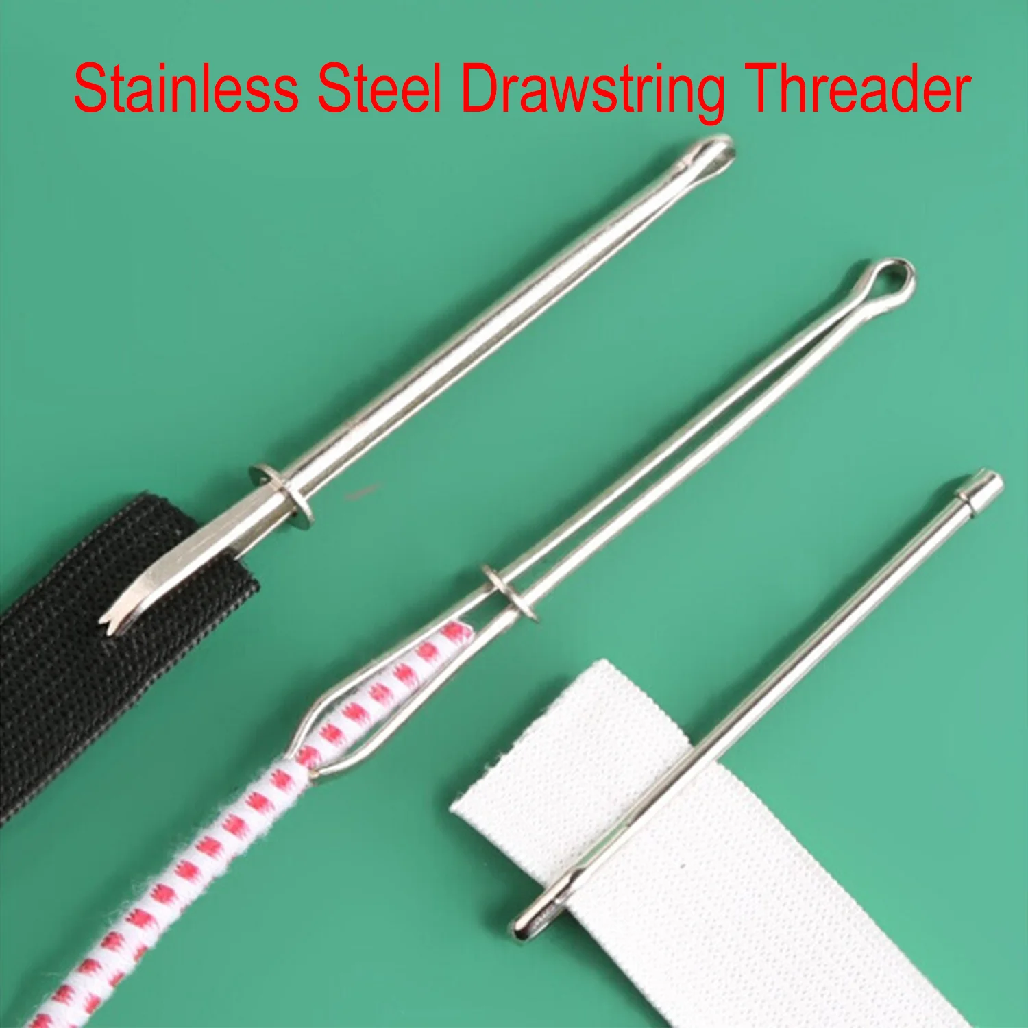 Drawstring Threaders Stainless Steel Sewing Loop Turner Hooks with Latch Easy Quick Rope & Elastic Insertion Hoodies Sweatpants