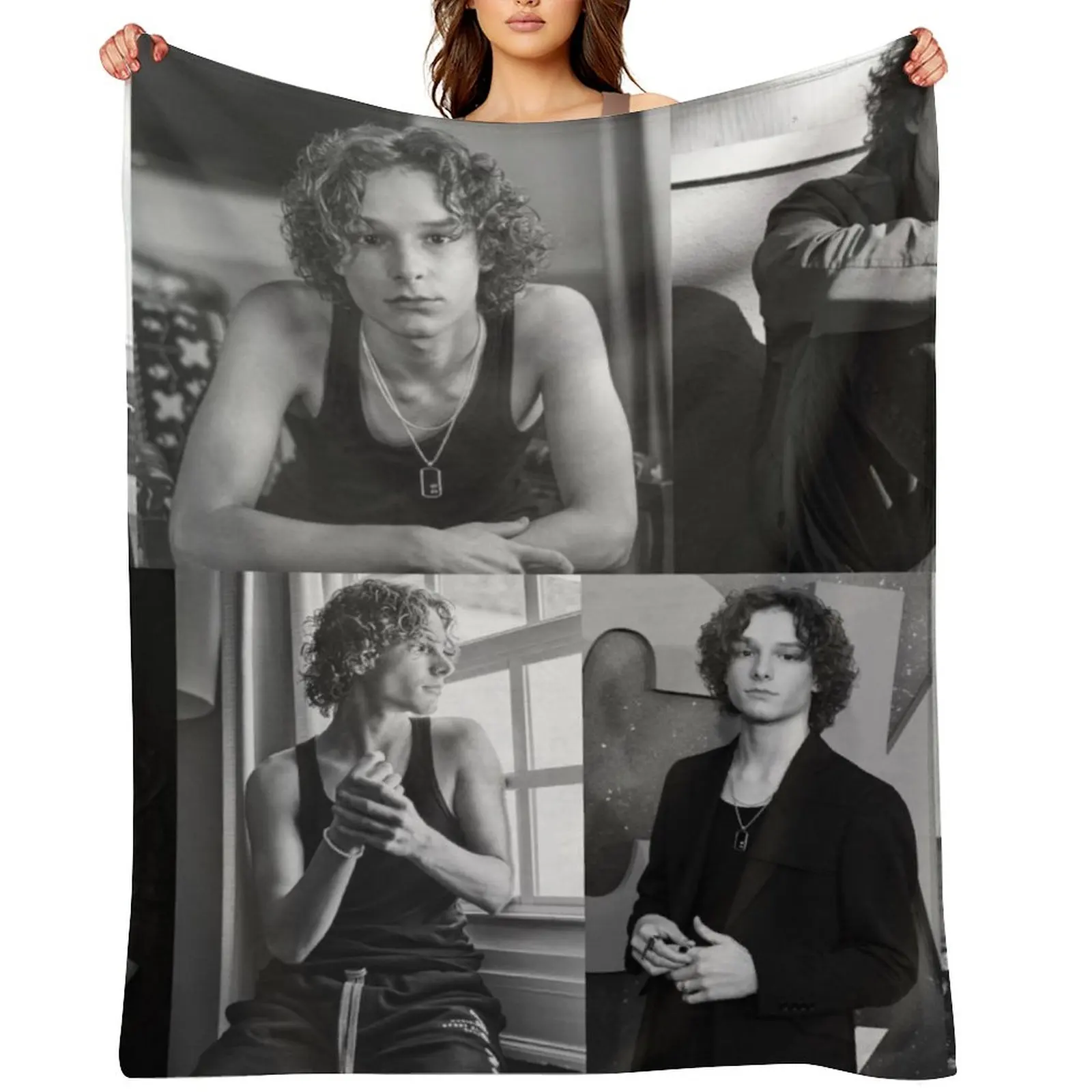 

Black and White Mason Thames Collage Throw Blanket Plaid Decorative Sofa Luxury St Picnic Blankets