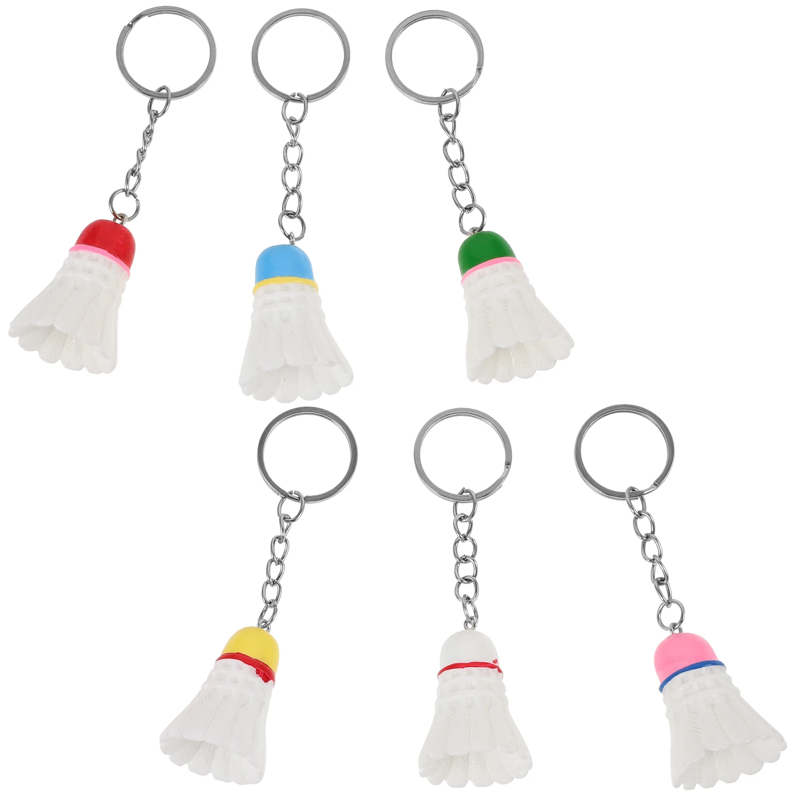 

6pcs Badminton Keychain Shuttlecock Ring Pendant Bag Hanging Decoration Car Key Ring Sports Gift For Backpack Schoolbag