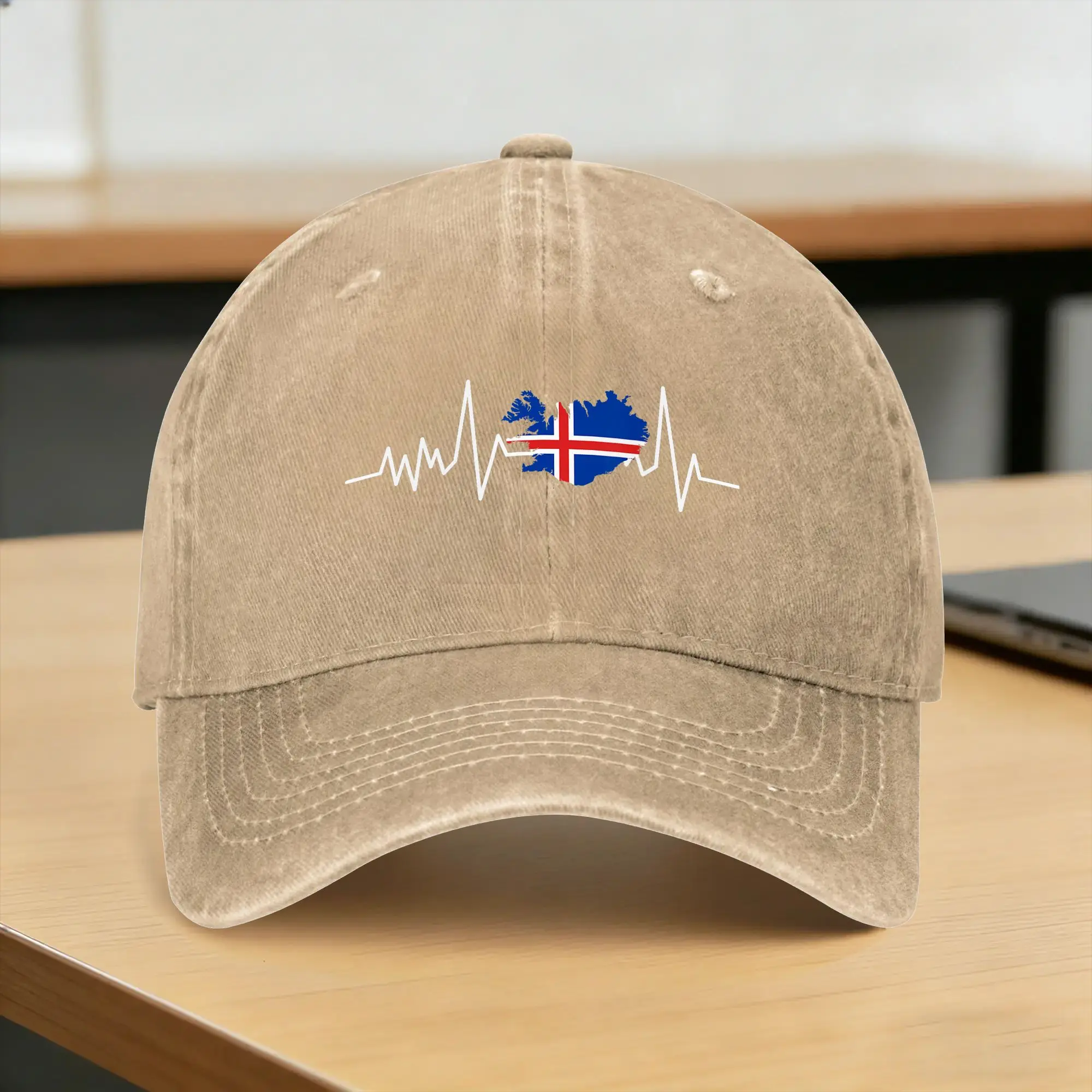 Baseball Cap Iceland Heartbeat Flag Map Summer y2k Trucker Hat  Female Male Custom Logo Running Hippie Breathable Baseball Caps