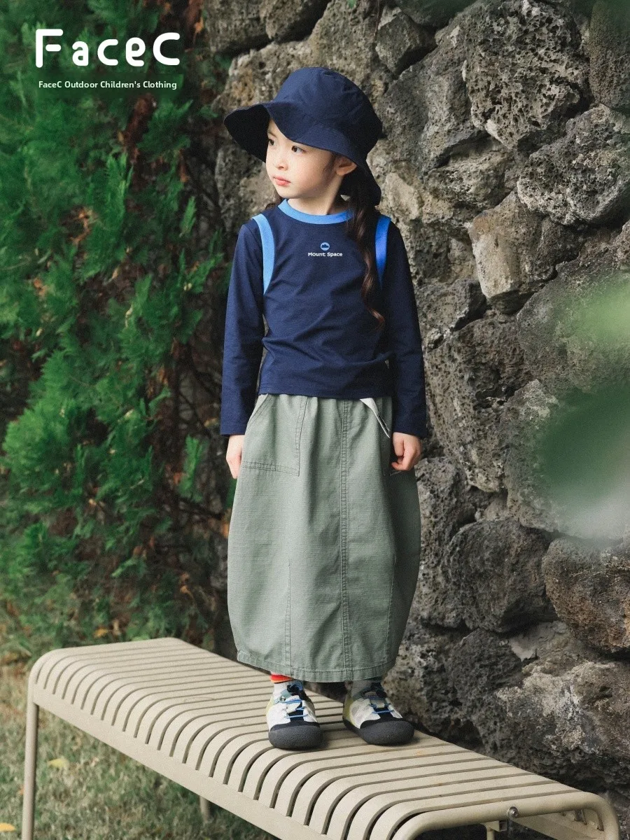 Cotton Outdoor Kids Skirt Middle Length Pure Cotton Spring Autumn New Style Loose Fit Mountain Series Parent-Child Skirt
