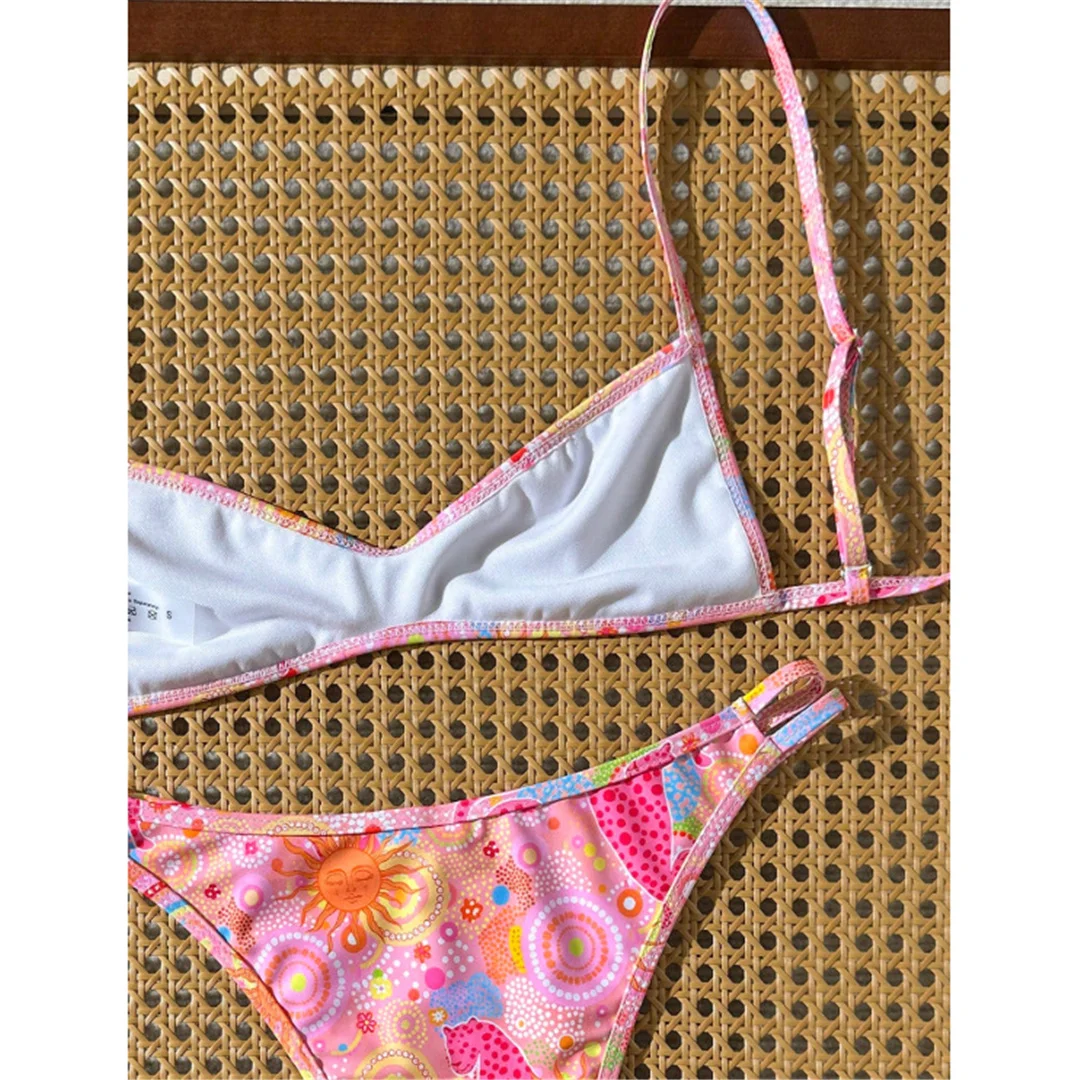 S - XL Bedruckter brasilianischer Bikini, Damen-Badeanzug, zweiteiliges Bikini-Set, Badeanzug mit hohem Beinausschnitt, Badebekleidung, Schwimmanzug V8179 – Detail 8