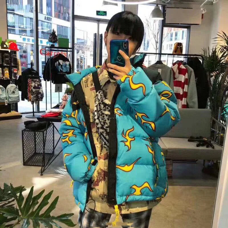 

Утепленная зимняя куртка Blue Flame из хлопка для мужчин и женщин, молодежная повседневная модель на молнии, стандартная длина