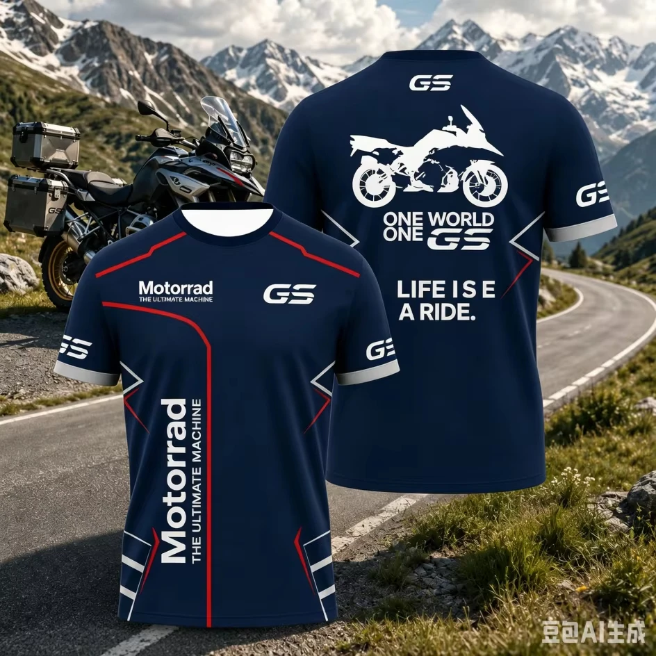2026 Neues Herren GS Motorrad T-Shirt mit dem Text „The Ultimate Machine“ und Motorrad-Silhouette – Atmungsaktive Sportbekleidung Oberteile