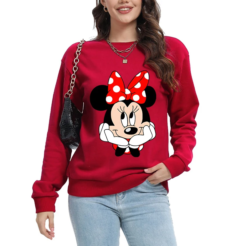 Ladies Clothing New Y2k Hoodies Trendy Womens Sweatshirts Disney Mickey Mouse Print Pullover Long Sleeve Tops 2025 Fall Clothes