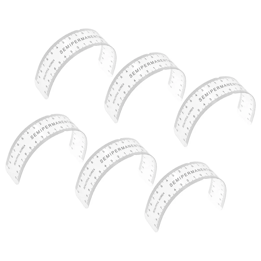 

6pcs Tattoo Soft Ruler Eyebrow Mapping Elastic Positioning Measuring Transparent Brow Sticker Flexible Multi Functional