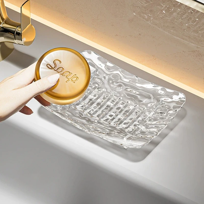 

2Pcs Plastic Soap Dish Self Draining Soap Dishes with Holes Clear Bar Saver Soap Holder for Kitchen Bathroom Shower Counter