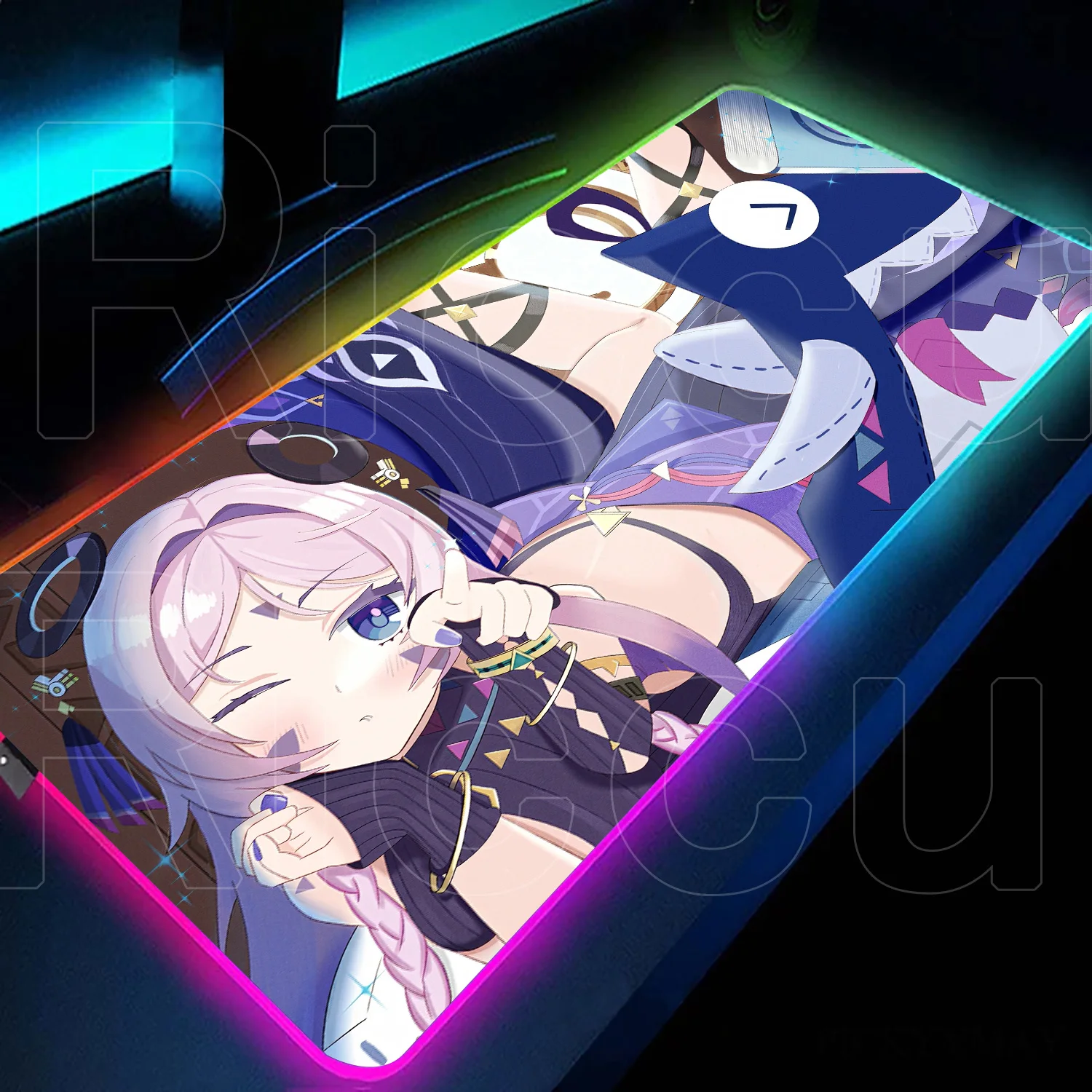 

Kawaii Anime Mouse Pad RGB Gaming Genshin Citlali LED Backlight Desk Mat Large Computer Office Anti-slip Carpet Colorful Lumines