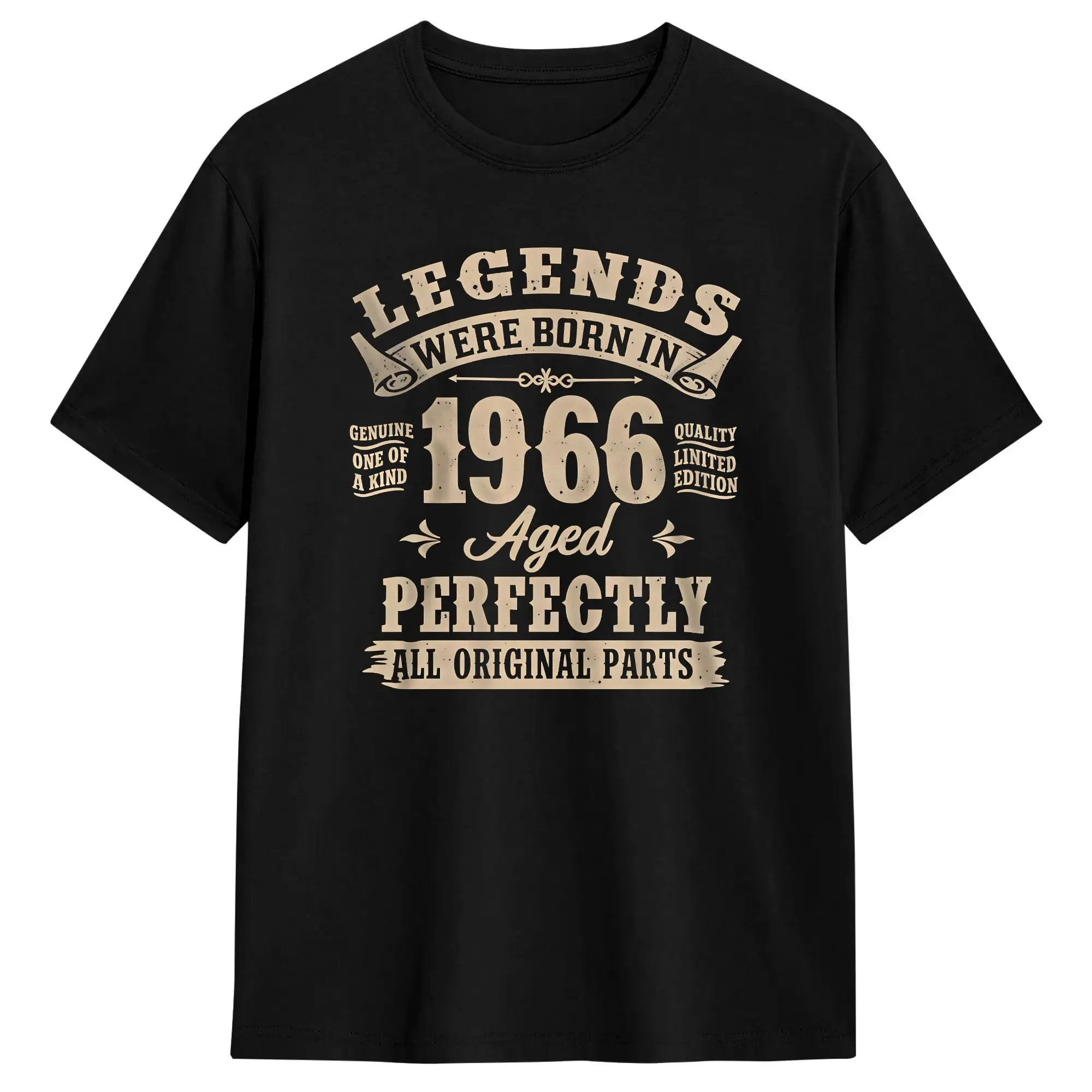 Legends were Born in 1966 Vintage Milestone Year Aged Perfectly T-Shirt for Men  Humorous Pure Cotton Tees Round Neck T Shirts