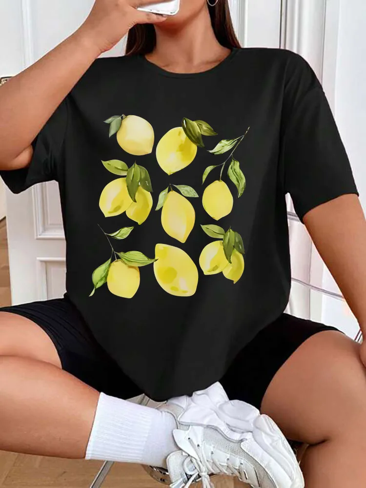 

Plus Size Women Tshirt Cute Lemon Fruit Graphic Tops Short Sleeve Botanical Shirt Retro Aesthetic Vintage Cottagecore Clothing