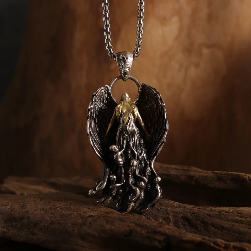 Creativity Mother of Purgatory Demons Pendant Wing Angel Goddess Pendant Necklace for Men Trend Punk Gothic Women Jewelry