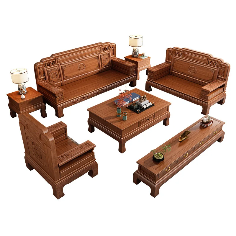 

Chinese style, golden rosewood, sofa, combination, modern, simple, living room, winter and summer, classical, carved