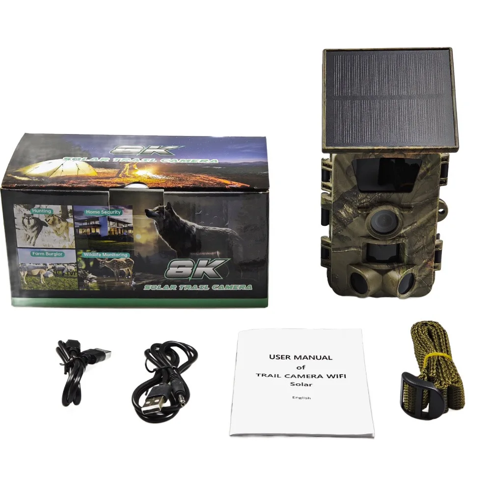 【2024 Newest】60MP Wildlife Camera, Solar Powered, Night Vision, WiFi/APP, IP66, 120° Wide Angle, Motion Detection, Waterproof