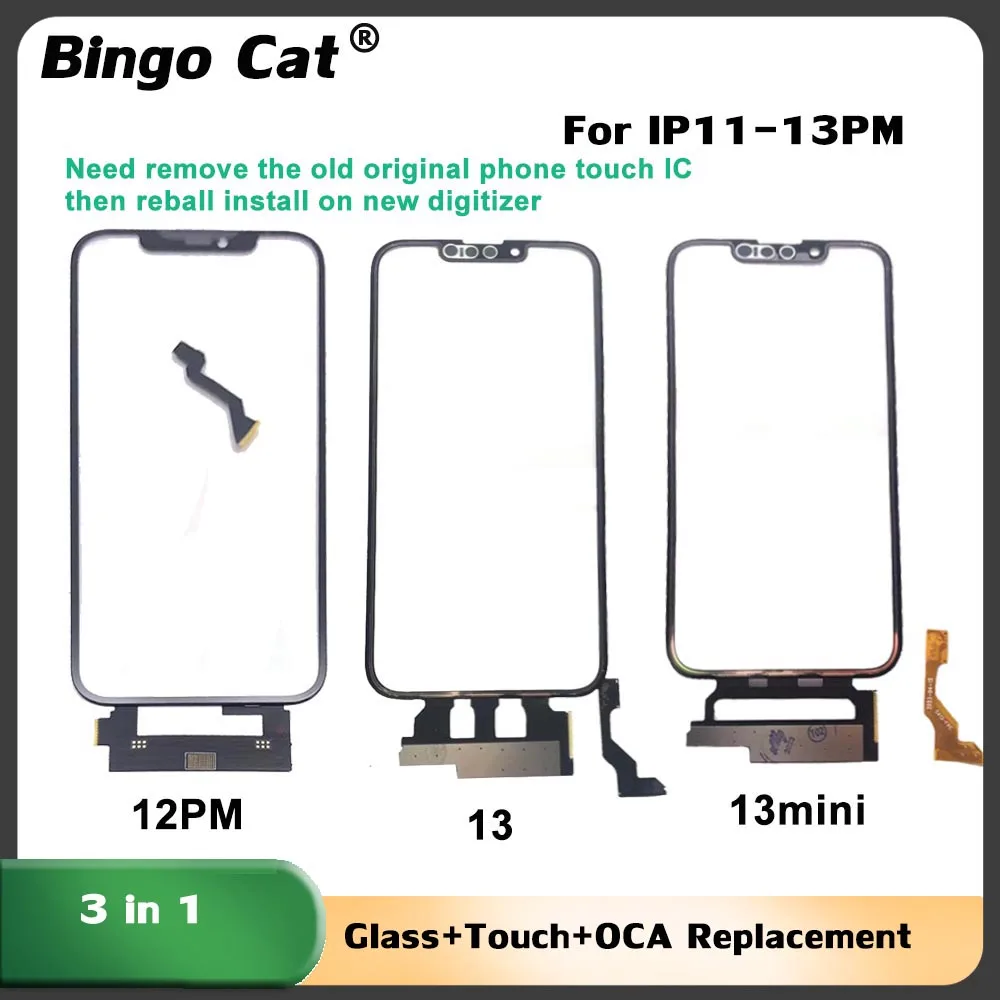 

5pc OEM No Touch IC Chip Screen Digitizer TP Glass Panel+OCA Hollow Replacement for iPhxne 11 12 13 Need Install ORI IC Parts