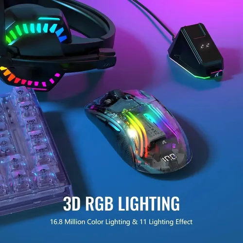 Imagen 2 del producto ATTACK SHARK X2 Pro-ratón inalámbrico para juegos, periférico con Triple modo, carcasa transparente, RGB, recargable, 4000 DPI, recargable