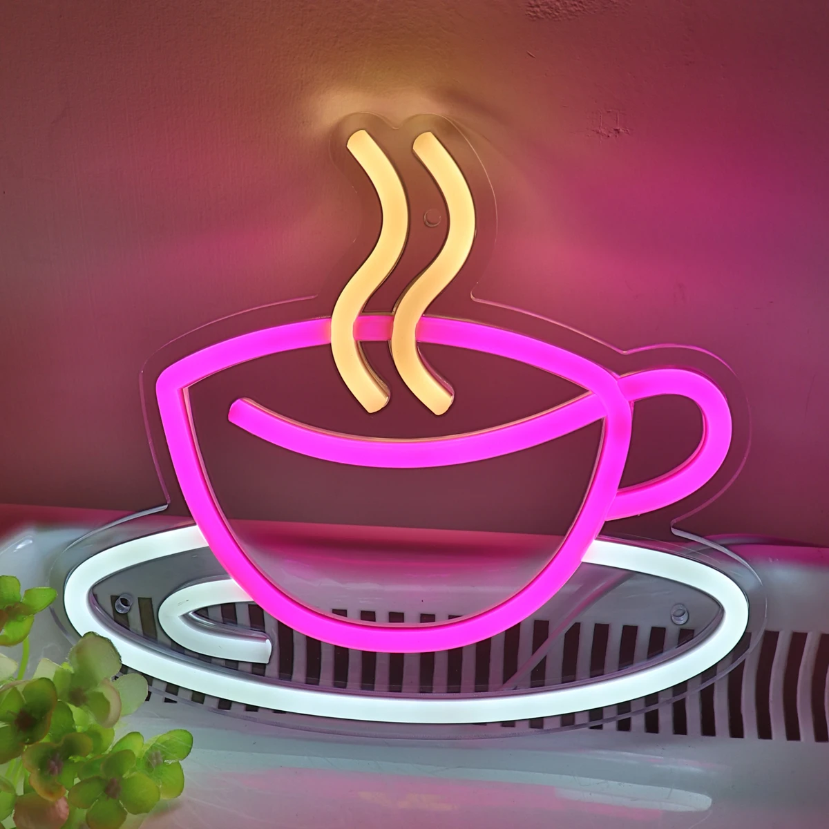 Imagem -04 - Bela Coffee Cup Wall Led Art Neon Sign Night Light Decoração do Partido Sala Loja 5v Alimentado por Usb 874 x 756 1pc